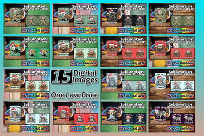 15x Fun Mug Wrap Sublimation , Xmas Sublimation afrosvg 