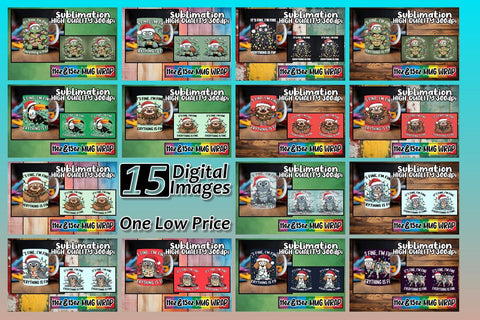 15x Fun Mug Wrap Sublimation , Xmas Sublimation afrosvg 