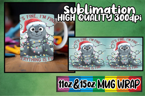 15x Fun Mug Wrap Sublimation , Xmas Sublimation afrosvg 