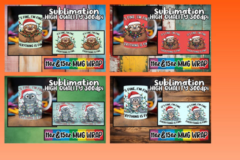 15x Fun Mug Wrap Sublimation , Xmas Sublimation afrosvg 