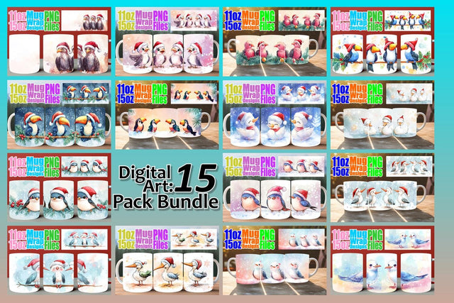 15x Gorgeous Mug Wrap Bundle , Holiday Sublimation afrosvg 