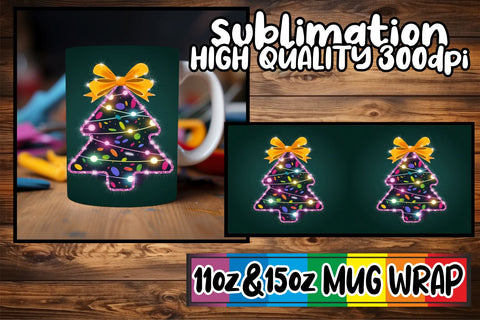 15x Gorgeous Mug Wrap Bundle , Neon Xmas Sublimation afrosvg 