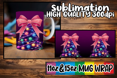 15x Gorgeous Mug Wrap Bundle , Neon Xmas Sublimation afrosvg 