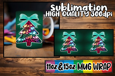 15x Gorgeous Mug Wrap Bundle , Neon Xmas Sublimation afrosvg 