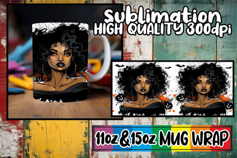 15x Handcrafted Mug Wrap , Halloween Sublimation afrosvg 