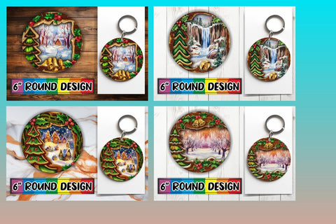 15x Keychain & Coaster Bundle Set , Christmas Sublimation afrosvg 