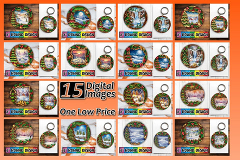 15x Keychain & Coaster Bundle Set , Christmas Sublimation afrosvg 
