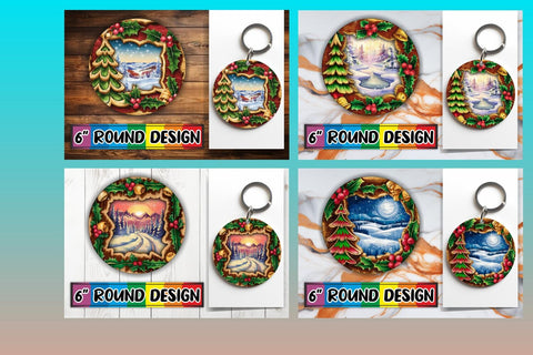 15x Keychain & Coaster Bundle Set , Christmas Sublimation afrosvg 