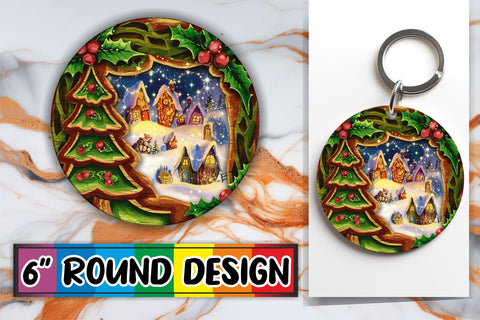 15x Keychain & Coaster Bundle Set , Christmas Sublimation afrosvg 