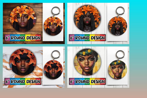 15x Keychain & Coaster Bundle Set , Woman Sublimation afrosvg 