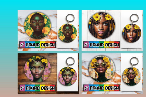 15x Keychain & Coaster Bundle Set , Woman Sublimation afrosvg 