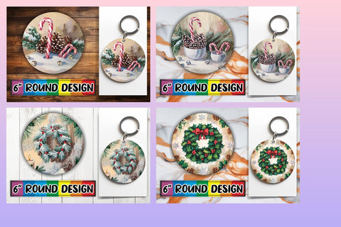 15x Keychain & Coaster Design Kit , Christmas Sublimation afrosvg 
