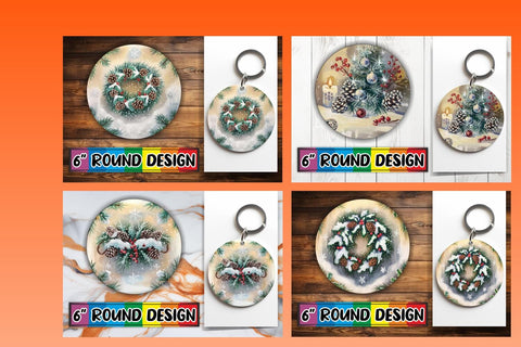 15x Keychain & Coaster Design Kit , Christmas Sublimation afrosvg 