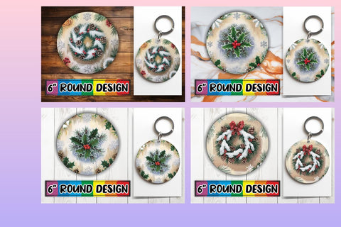 15x Keychain & Coaster Design Kit , Christmas Sublimation afrosvg 
