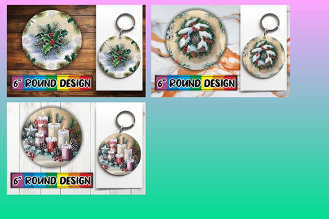 15x Keychain & Coaster Design Kit , Christmas Sublimation afrosvg 