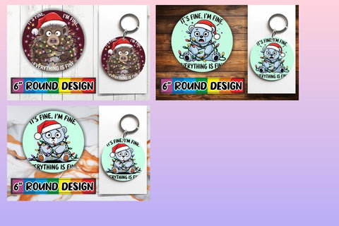 15x Keychain & Coaster Design Kit , Xmas Sublimation afrosvg 