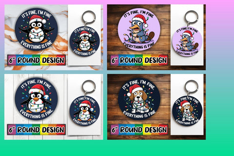 15x Keychain & Coaster Design Kit , Xmas Sublimation afrosvg 