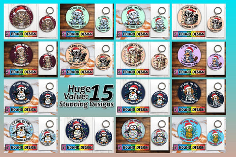 15x Keychain & Coaster Design Kit , Xmas Sublimation afrosvg 