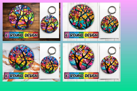 15x Keychain & Coaster Design Pack , Stained Glass Sublimation afrosvg 