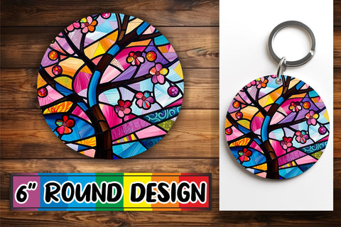 15x Keychain & Coaster Design Pack , Stained Glass Sublimation afrosvg 