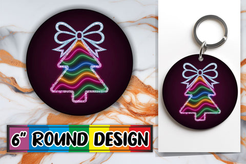 15x Keychain & Coaster Design Set Sublimation , Neon Xmas Sublimation afrosvg 
