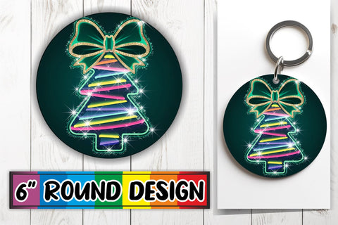 15x Keychain & Coaster Design Set Sublimation , Neon Xmas Sublimation afrosvg 