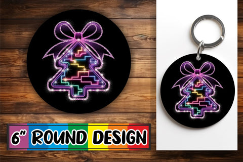15x Keychain & Coaster Design Set Sublimation , Neon Xmas Sublimation afrosvg 