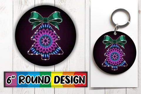 15x Keychain & Coaster Design Set Sublimation , Neon Xmas Sublimation afrosvg 