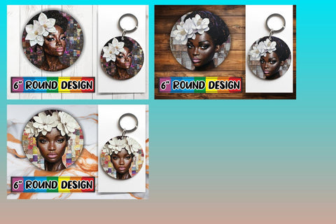 15x Keychain & Coaster Design Set , Woman Sublimation afrosvg 
