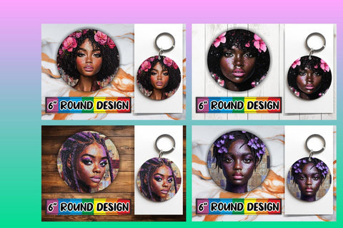 15x Keychain & Coaster Design Set , Woman Sublimation afrosvg 