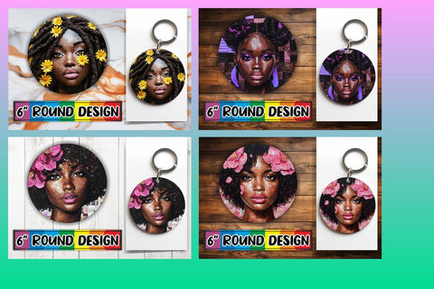 15x Keychain & Coaster Design Set , Woman Sublimation afrosvg 