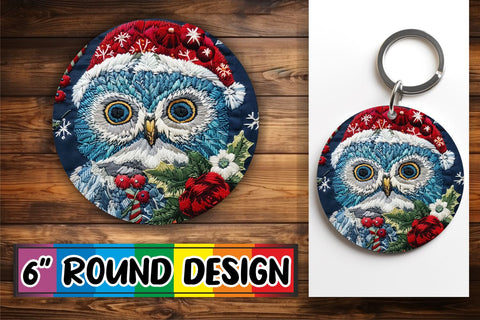 15x Keychain & Coaster Design Set , Xmas Owl Sublimation afrosvg 