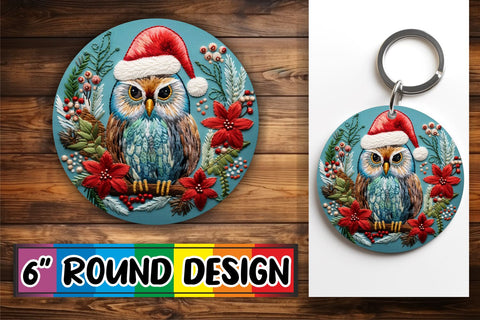 15x Keychain & Coaster Design Set , Xmas Owl Sublimation afrosvg 