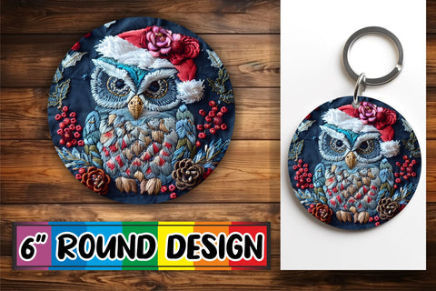 15x Keychain & Coaster Design Set , Xmas Owl Sublimation afrosvg 