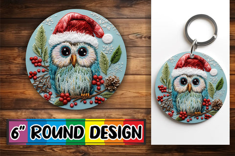15x Keychain & Coaster Design Set , Xmas Owl Sublimation afrosvg 