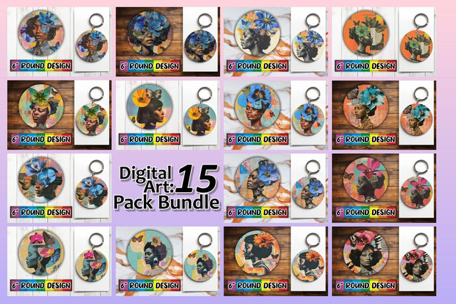 15x Keychain & Coaster Set , Woman Sublimation afrosvg 