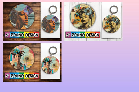 15x Keychain & Coaster Sublimation , Woman Sublimation afrosvg 