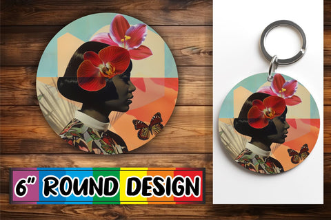 15x Keychain & Coaster Sublimation , Woman Sublimation afrosvg 