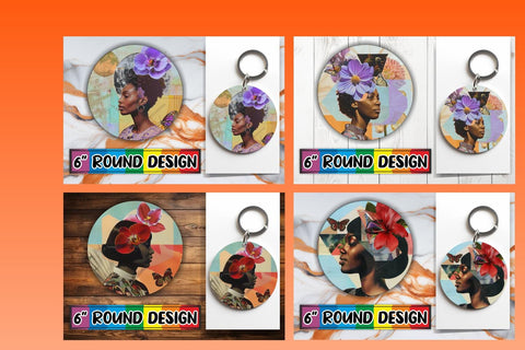 15x Keychain & Coaster Sublimation , Woman Sublimation afrosvg 