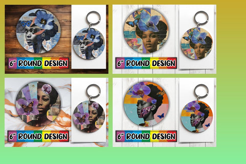 15x Keychain & Coaster Sublimation , Woman Sublimation afrosvg 