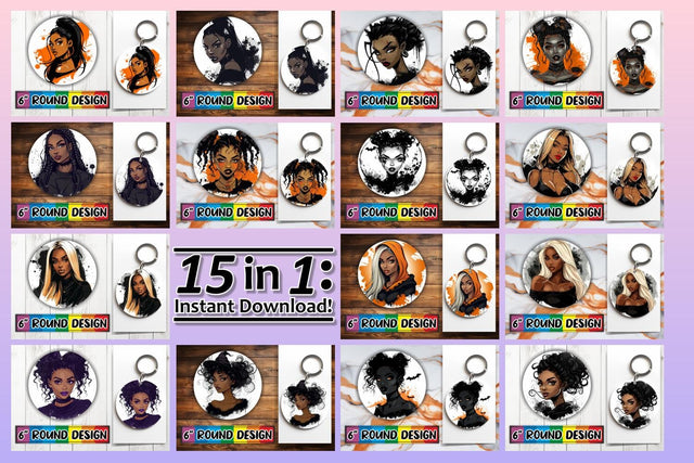 15x Keychain Design Bundle for Sublimation , Halloween Sublimation afrosvg 