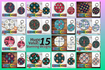 15x Keychain Design Bundle Pack for Sublimation , Christmas Sublimation afrosvg 