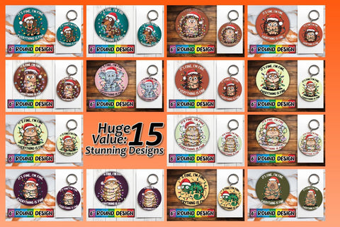 15x Keychain Design Set for Sublimation , Xmas Sublimation afrosvg 