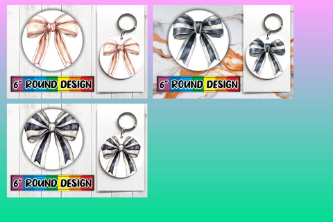 15x Keychain Round Design Bundle Set , Bow Sublimation afrosvg 