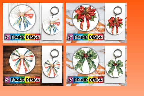 15x Keychain Round Design Bundle Set , Bow Sublimation afrosvg 