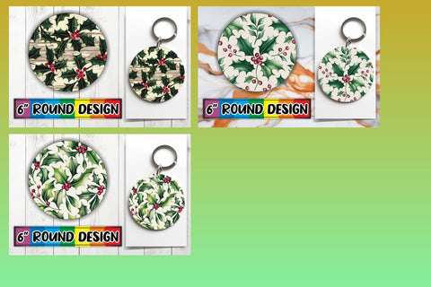 15x Keychain Round Design Bundle Set , Christmas Sublimation afrosvg 
