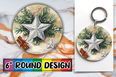 15x Keychain Round Design Bundle Set , Christmas Sublimation afrosvg 