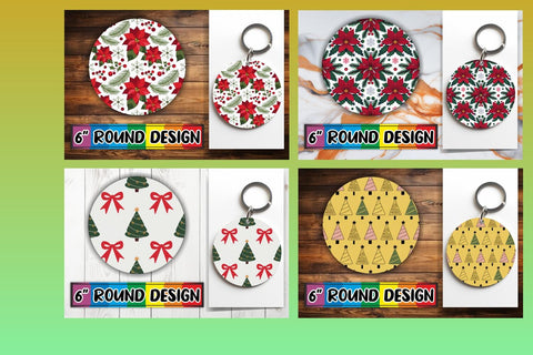 15x Keychain Round Design Bundle Set , Christmas Sublimation afrosvg 