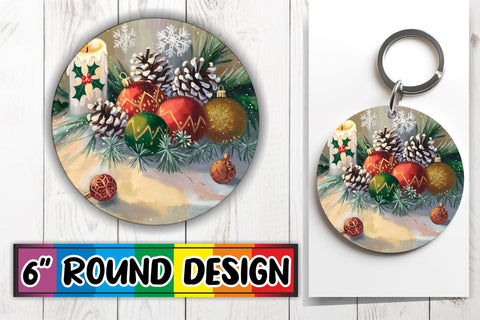 15x Keychain Round Design Bundle Set , Christmas Sublimation afrosvg 
