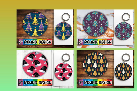 15x Keychain Round Design Bundle Set , Christmas Sublimation afrosvg 
